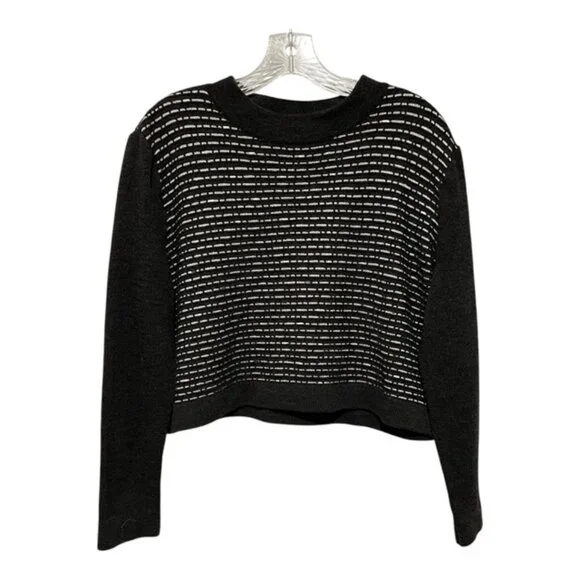 St. John Sport Large Cropped Crewneck Grey Black Embellished Cropped Swe… - Picture 2 of 8